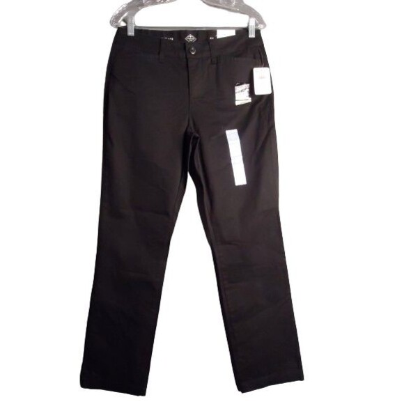 St Johns Bay Comfort Waist Secretly Slender Mid Rise Straight Leg Pants Black 6P - Picture 1 of 12